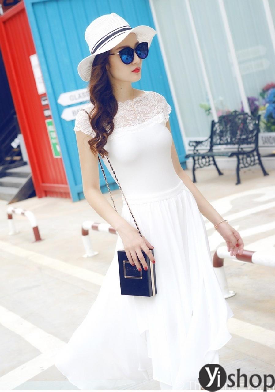 18+ Váy đầm màu trắng đẹp tinh khôi kiểu dáng thời trang hè Hàn Quốc