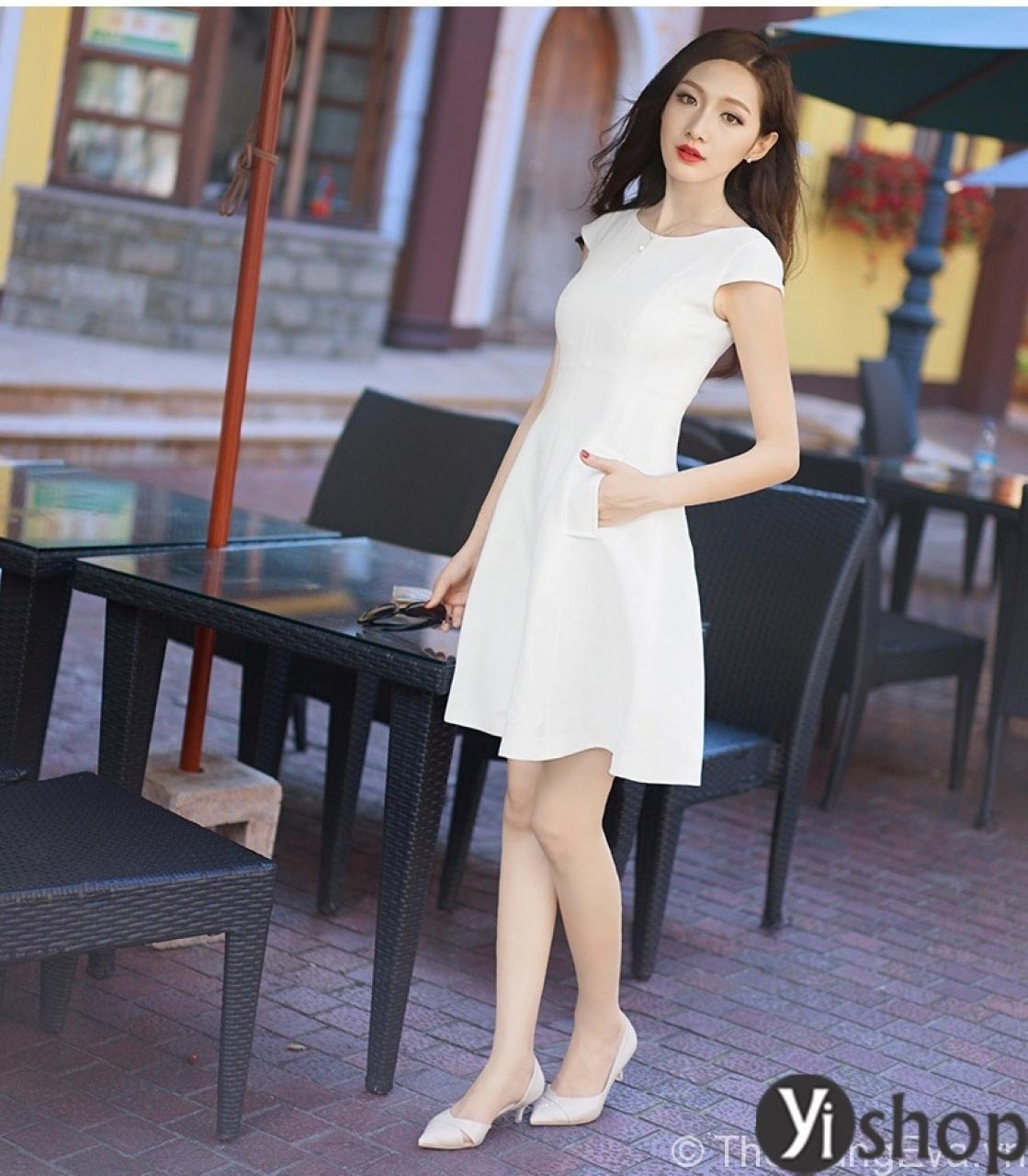 18+ Váy đầm màu trắng đẹp tinh khôi kiểu dáng thời trang hè Hàn Quốc
