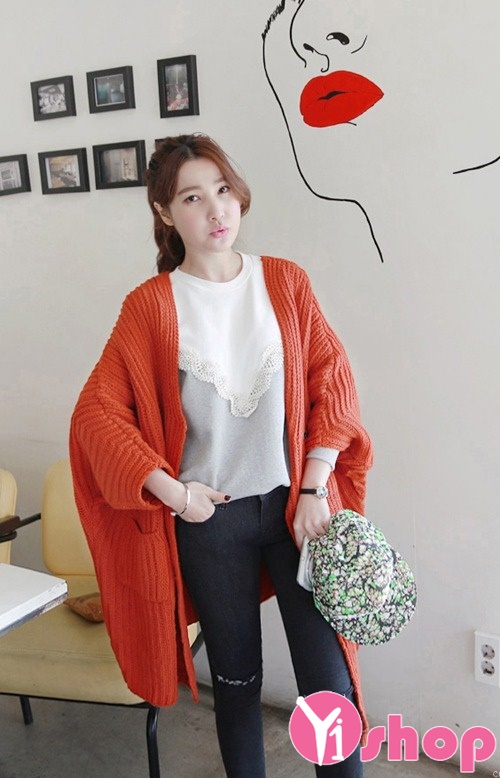 Áo khoác cardigan nữ Hàn Quốc đẹp dịu dàng dạo phố đông 2019