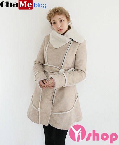 Áo khoác da lộn nữ đẹp Hàn Quốc trẻ trung ấm áp đông 2021 - 2021