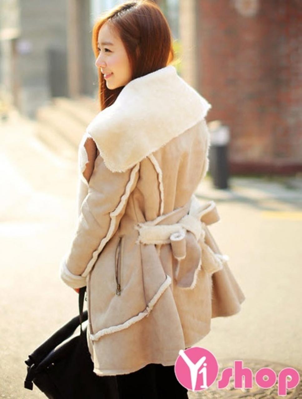 Áo khoác da lộn nữ Hàn Quốc đẹp cho nàng nấm lùn ấm áp