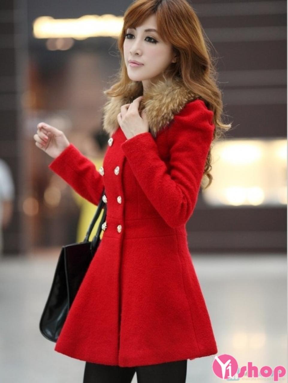 Áo khoác dạ nữ cổ lông đẹp thời trang Hàn Quốc thu đông 2021 - 2022