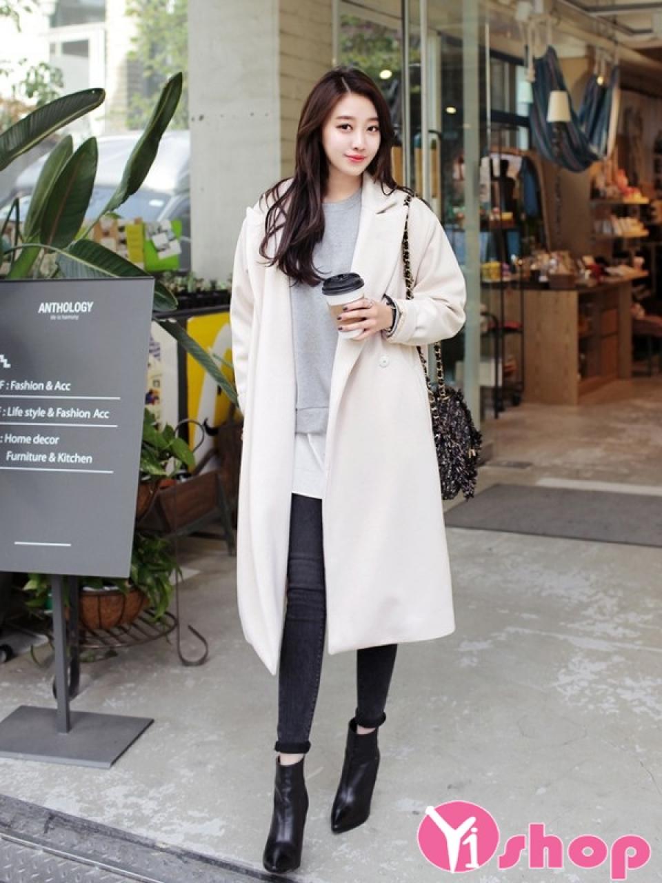 Áo khoác dạ nữ dáng dài đẹp phong cách Hàn Quốc ấm áp thu đông 2019