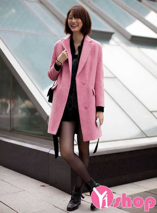 Áo khoác dạ nữ dáng dài màu hồng đẹp xu hướng nổi bật đông 2021 - 2021