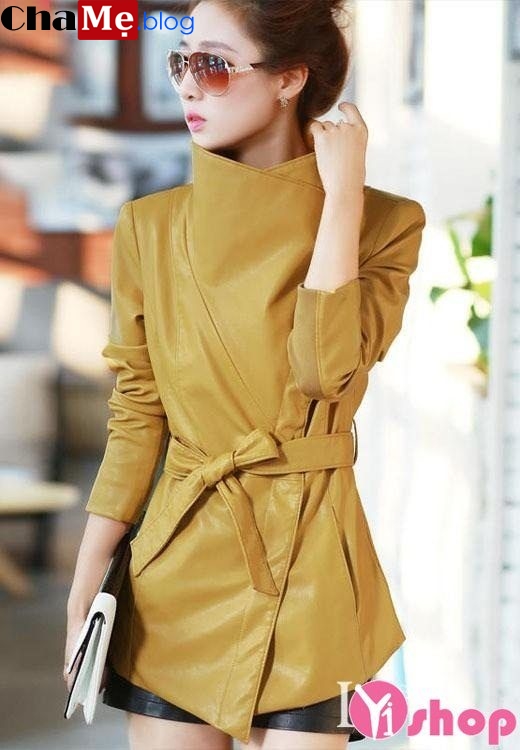 Áo khoác da nữ đẹp đông 2021 - 2022 kiểu Hàn Quốc thời thượng