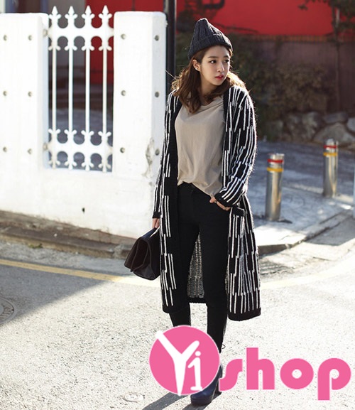 Áo khoác len nữ dáng dài đẹp thu đông 2021 - 2022 kiểu Hàn Quốc trẻ trung