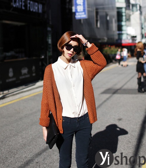 Áo khoác len nữ Hàn Quốc đẹp thu đông 2021 - 2021 xinh xắn ngày trở gió
