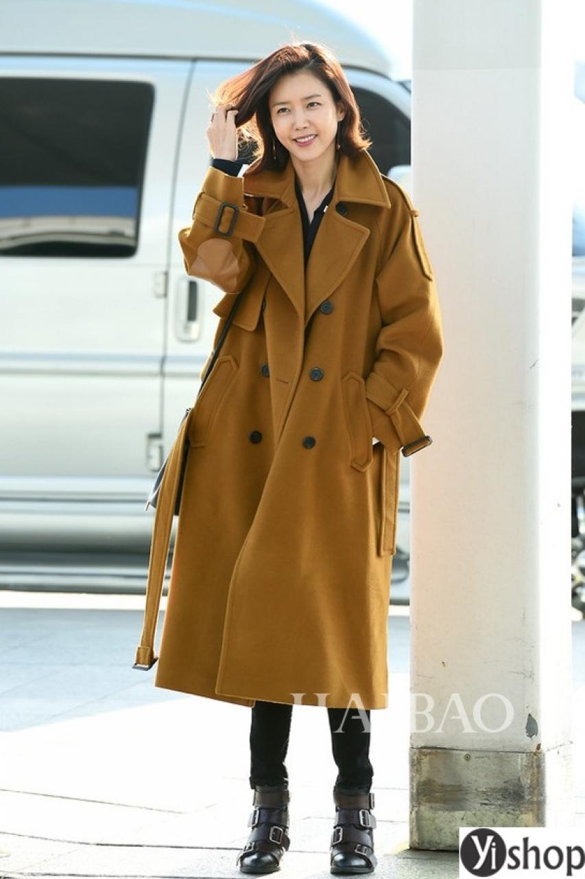 Áo khoác nữ dáng dài đẹp xu hướng thời trang của sao Hàn thu đông 2021 - 2022