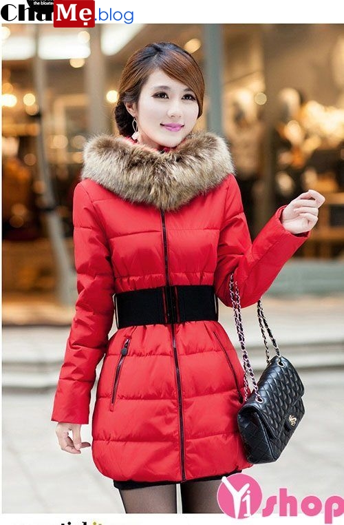 Áo khoác phao nữ cổ lông thú ngắn đẹp thời trang mùa đông 2021 - 2022