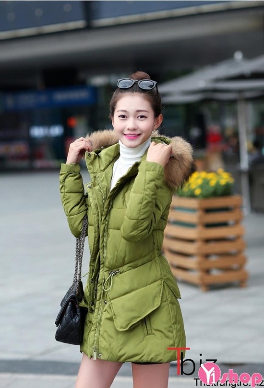 Áo khoác phao nữ có mũ đẹp thời trang Hàn Quốc không lạnh đông 2021 - 2022