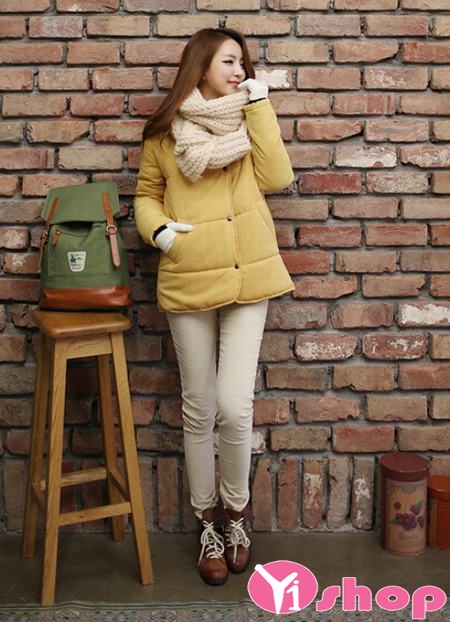 Áo khoác phao nữ dáng ngắn đẹp kiểu Hàn Quốc không lạnh đông 2019
