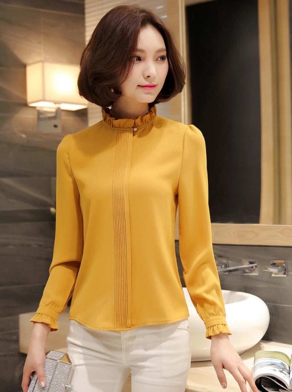 Áo kiểu hàn quốc mới nhất: Đẹp mê mẩn cùng áo cổ cách điệu Hàn Quốc