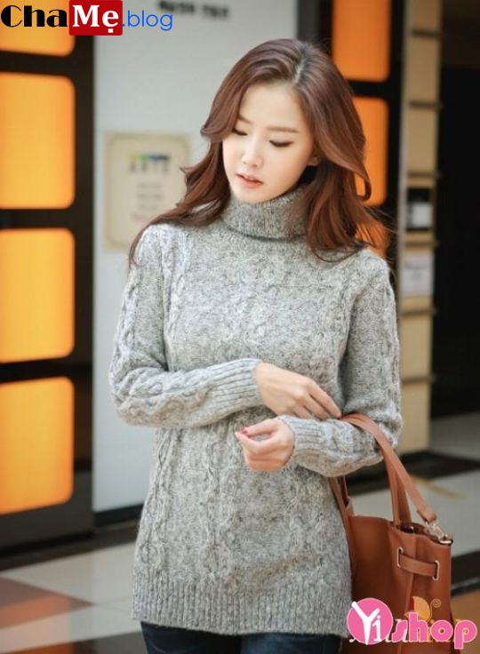 Áo len nữ cổ lọ đẹp phong cách Hàn Quốc dịu dàng đông 2021 - 2022