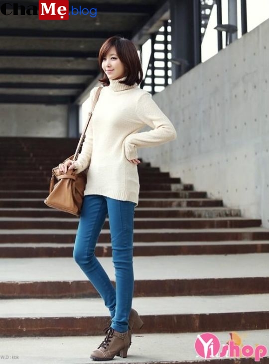 Áo len nữ cổ lọ đẹp phong cách Hàn Quốc dịu dàng đông 2021 - 2022