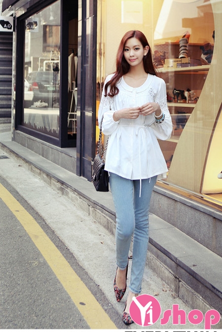 Áo sơ mi trắng nữ kiểu dáng đẹp thời trang Hàn Quốc hè 2021 - 2022