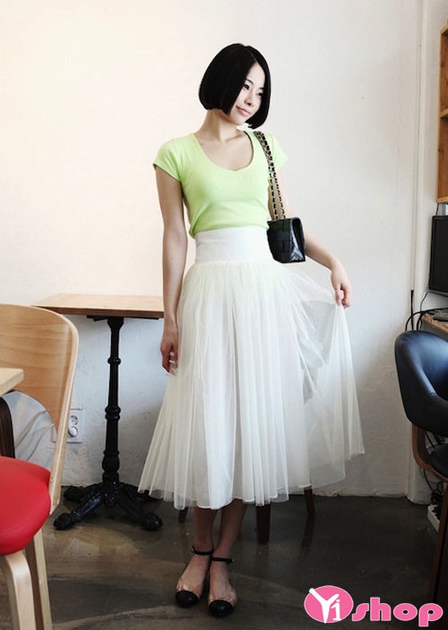 Chân váy đầm dài bo eo đẹp hè 2021 - 2022 phong cách Hàn Quốc sành điệu