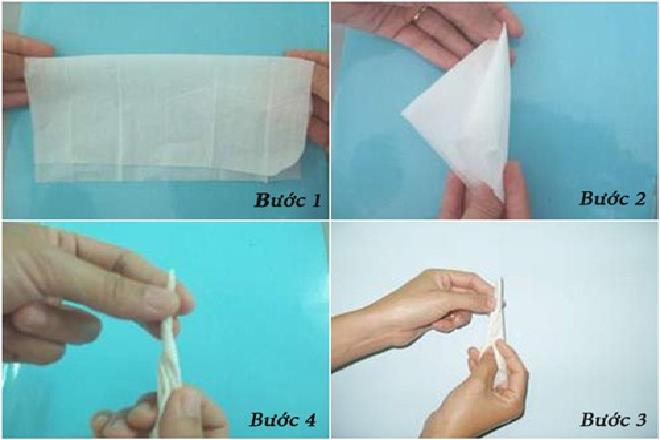 gấp giấy vệ sinh mũi cho trẻ sơ sinh