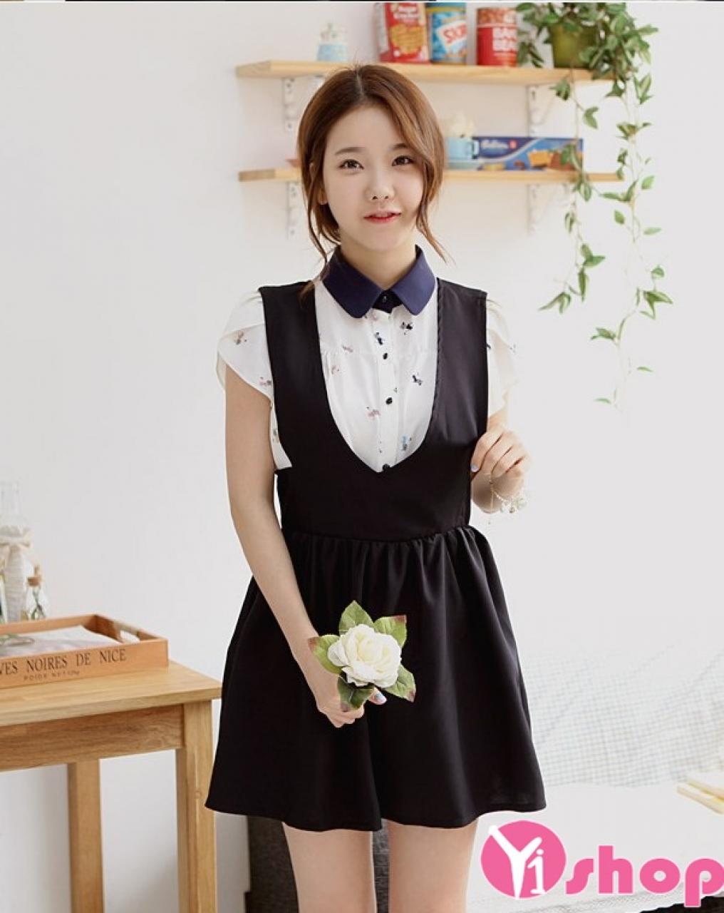 Kiểu váy đầm yếm đẹp Hàn Quốc hè 2021 - 2022 cho nàng dễ thương dạo phố