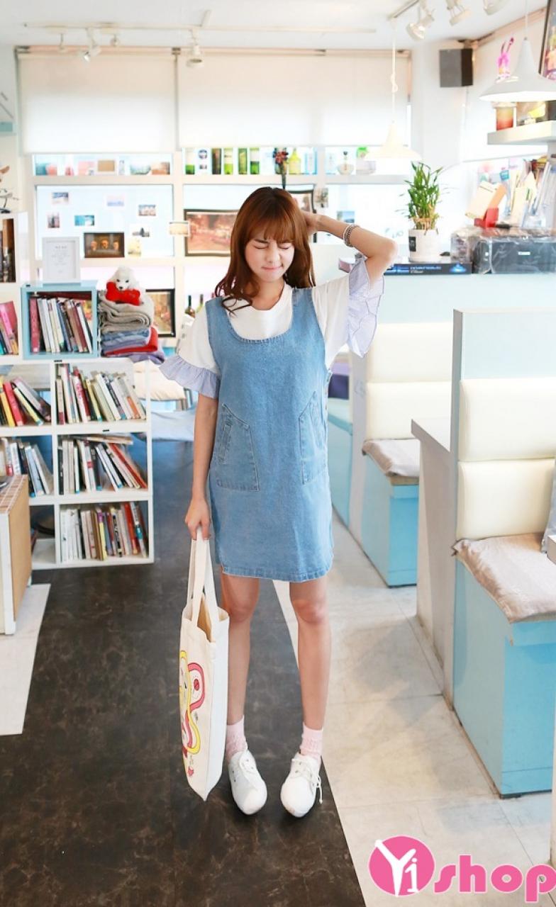 Kiểu váy đầm yếm đẹp Hàn Quốc hè 2021 - 2021 cho nàng dễ thương dạo phố