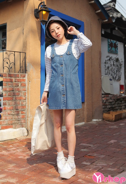 Kiểu váy yếm Hàn Quốc đẹp hè 2021 - 2021 cho nàng cá tính dạo phố