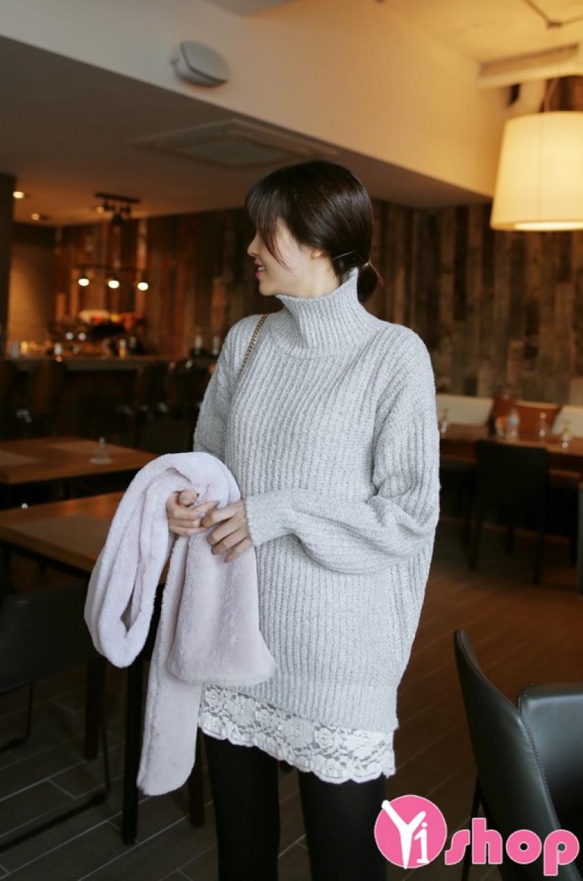 Những kiểu áo len nữ cổ lọ đẹp Hàn Quốc thu đông 2021 - 2022 đang được yêu thích