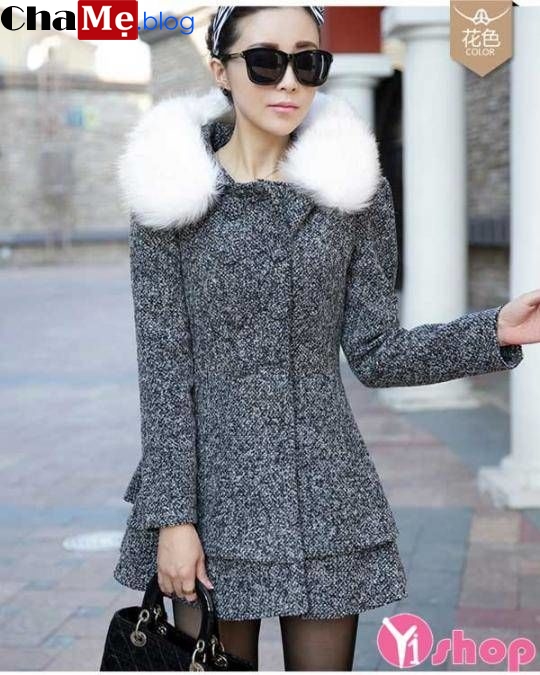 Trang phục siêu ấm áo khoác dạ nữ sài gòn tphcm màu xám đẹp thời trang thu đông 2021 - 2022