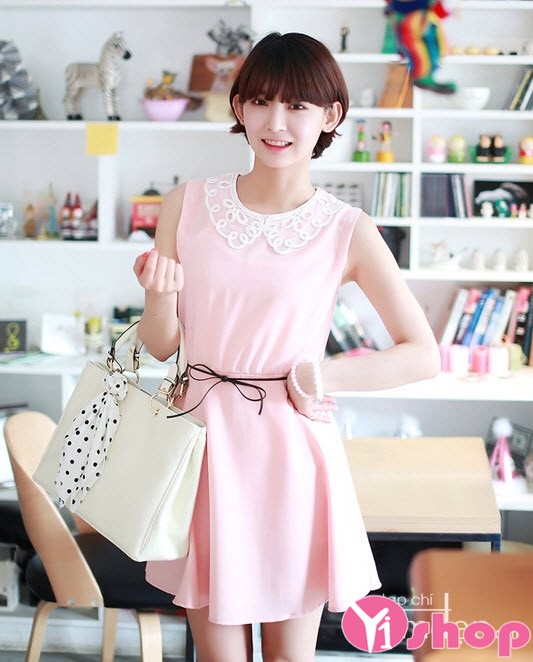 Váy đầm liền thân công sở đẹp phong cách mùa hè kiểu Hàn Quốc