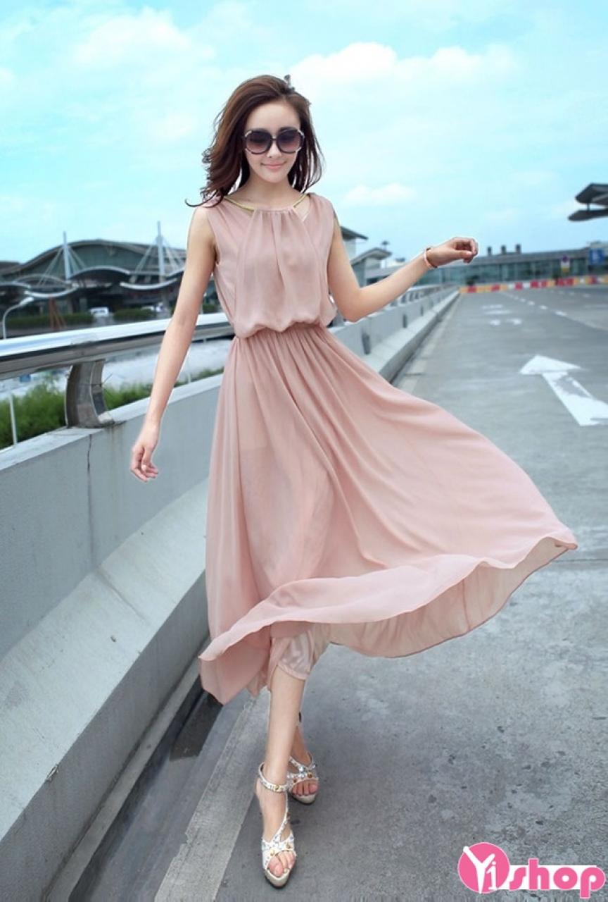 Váy đầm maxi voan đẹp hè 2021 - 2022 cho nàng cao gầy duyên dáng