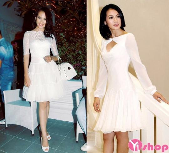 Váy đầm xòe màu trắng đẹp kiểu Hàn Quốc sang trọng nhất hè 2021 - 2022