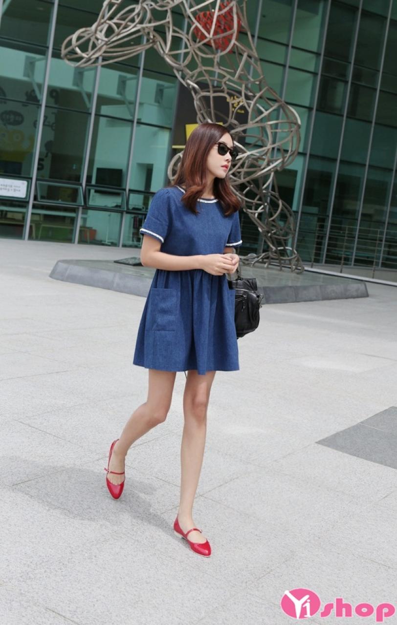 Váy jean ngắn đẹp cho nàng dạo phố phong cách Hàn Quốc