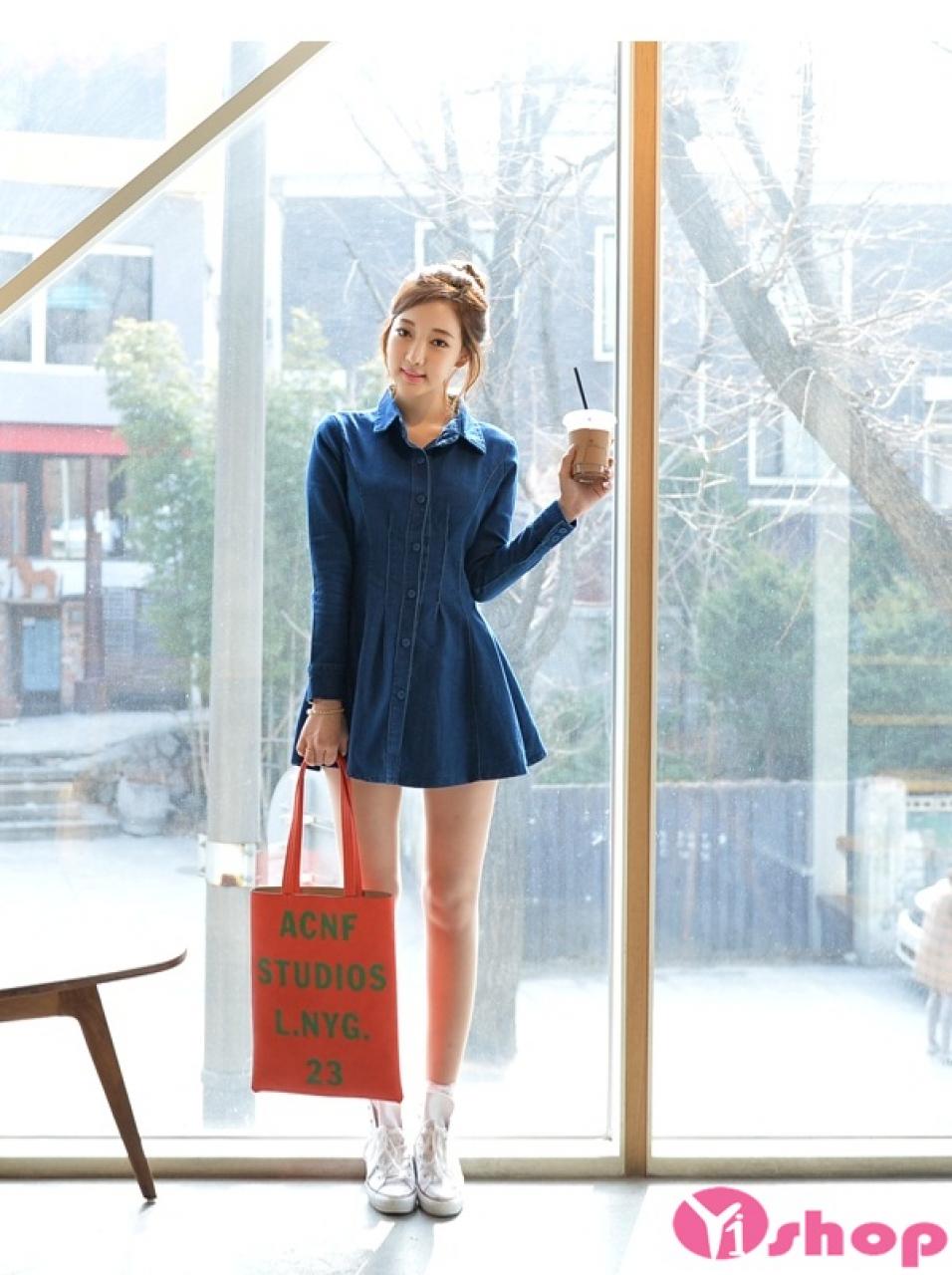 Váy jean ngắn đẹp cho nàng dạo phố phong cách Hàn Quốc
