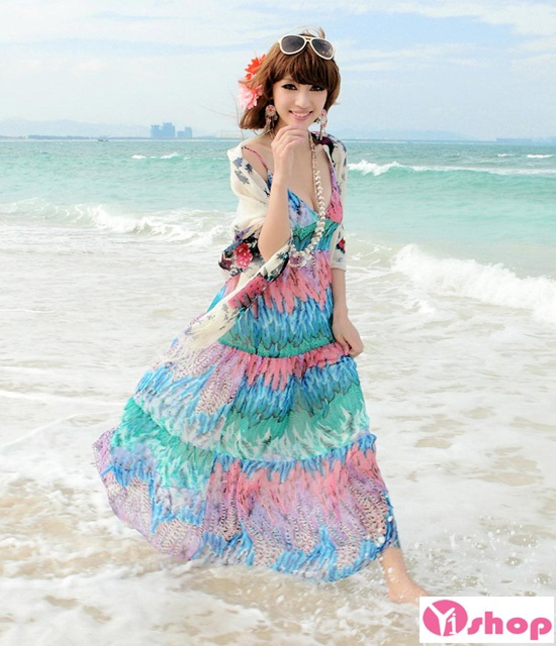 Váy maxi đi biển đẹp cho nàng nổi bật tươi mát dưới ánh nắng ngày hè